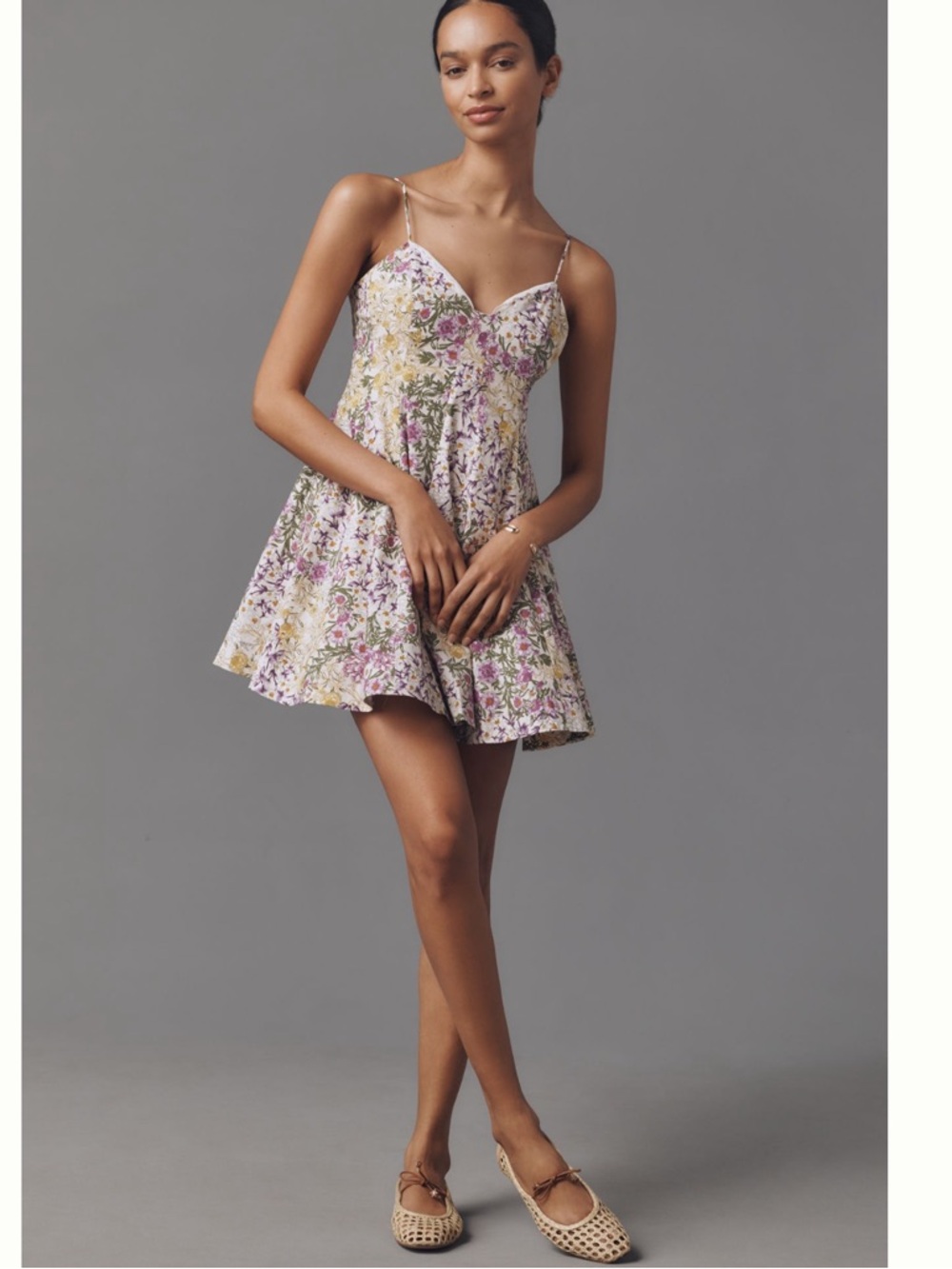 Nwt Maeve lace trim floral sweatheart mini dress